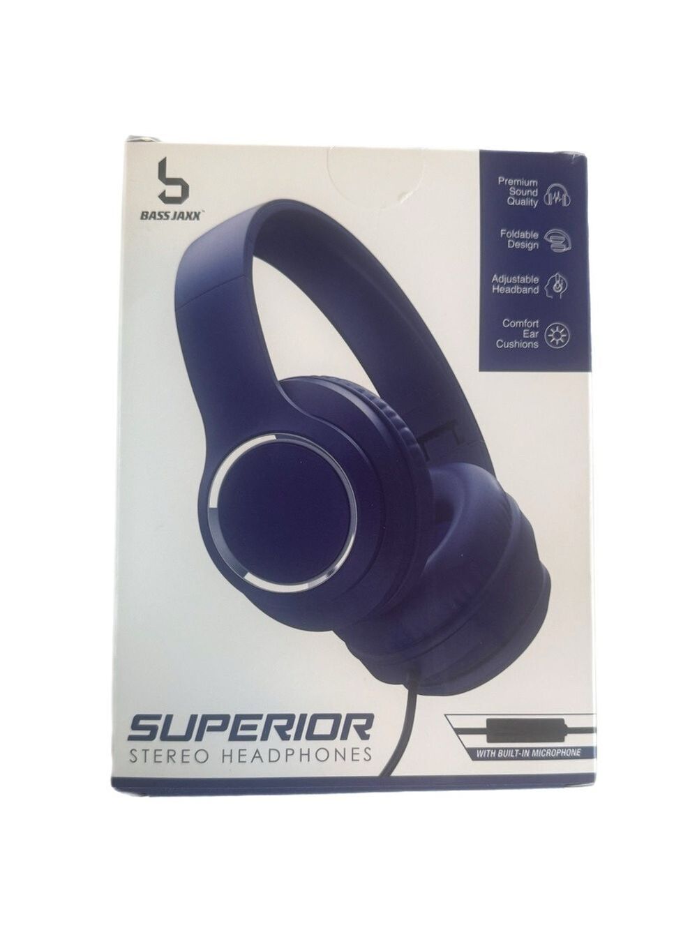Bass Jaxx Superior Stereo Over-Ear Headphones with Microphone - Navy Blue NIB